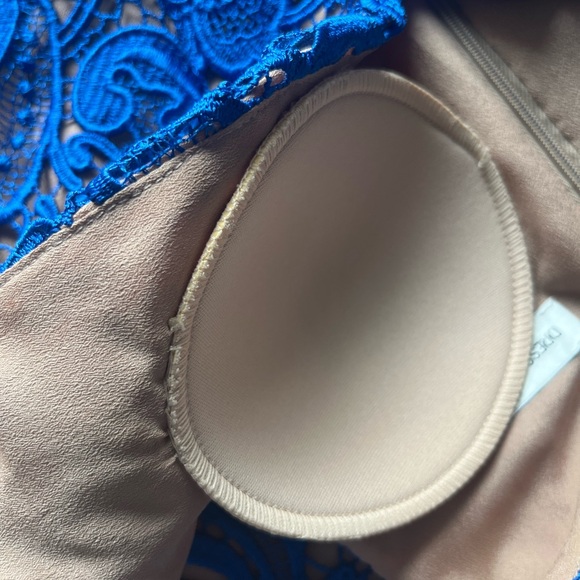 Dress the Population Ava Allie Crochet Overlay Cobalt Blue & Nude Size Small - Picture 10 of 10